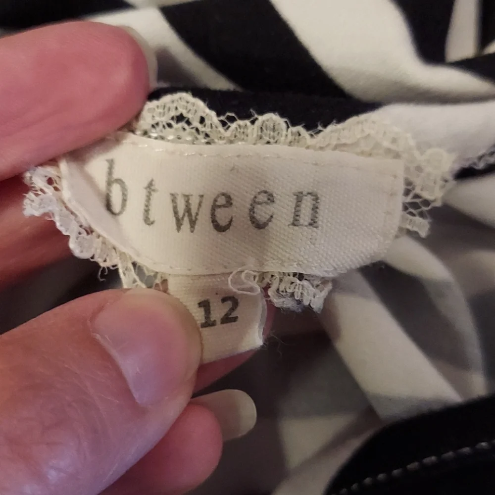 BTween Black and White Striped Top Handkerchief Hem